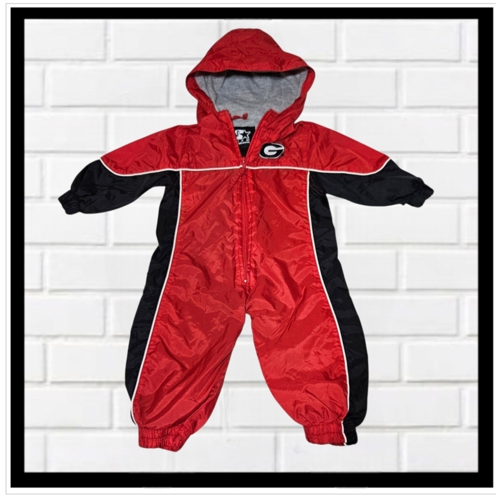 STARTER Georgia Bulldogs lined one-piece rain suit size 6-9 months